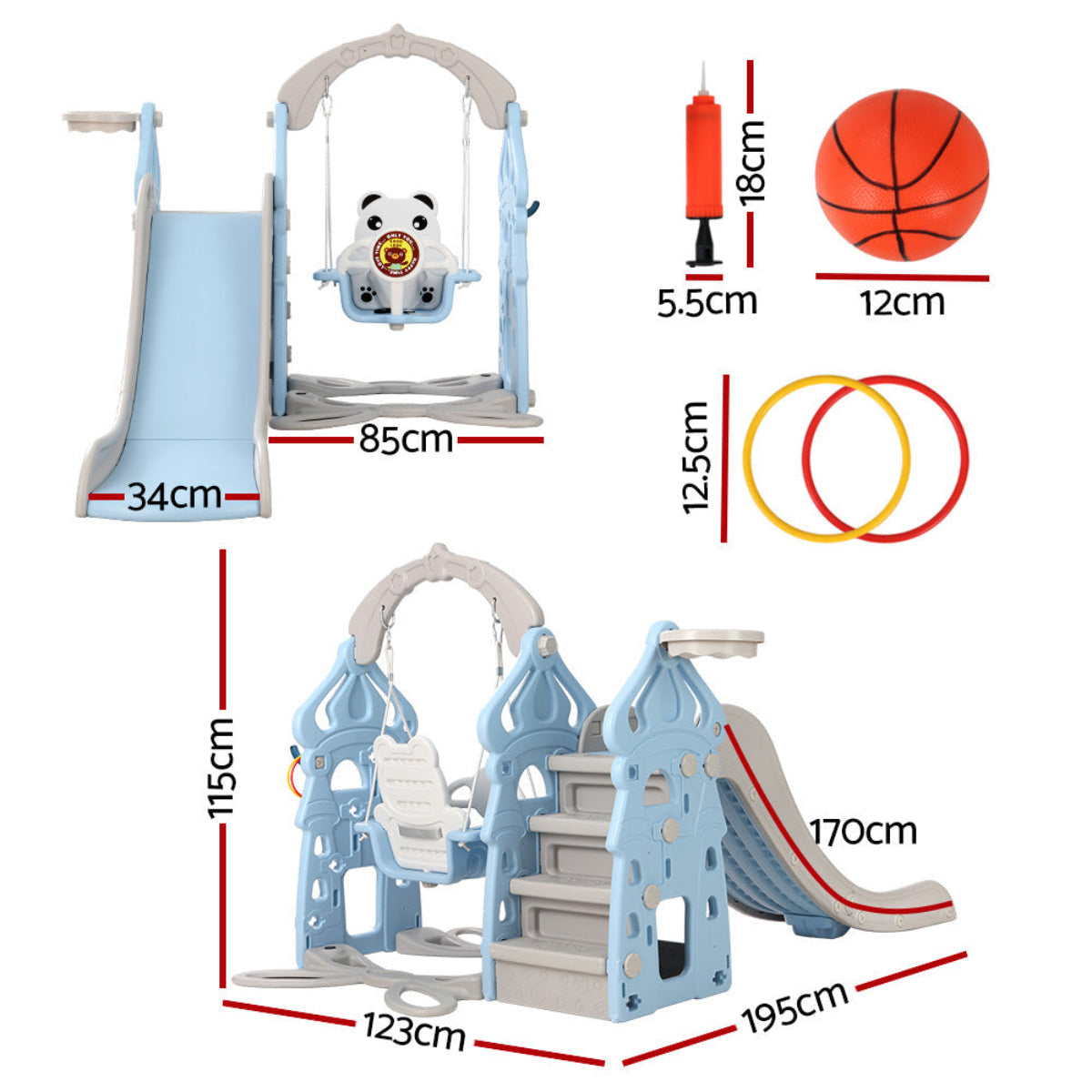 Keezi Swing and Slide Set with Basketball Hoop