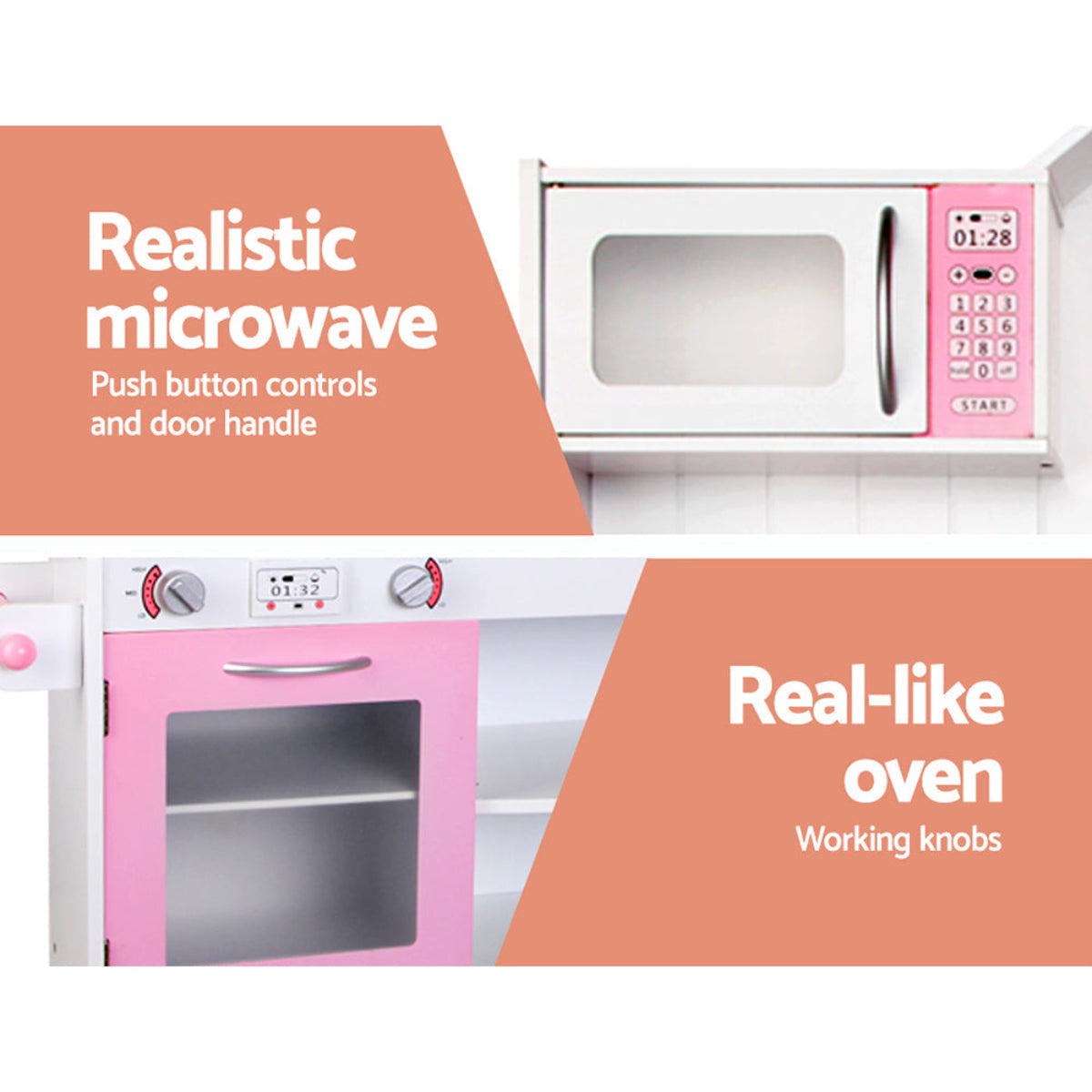 Keezi White And Pink Kids Large Kitchen