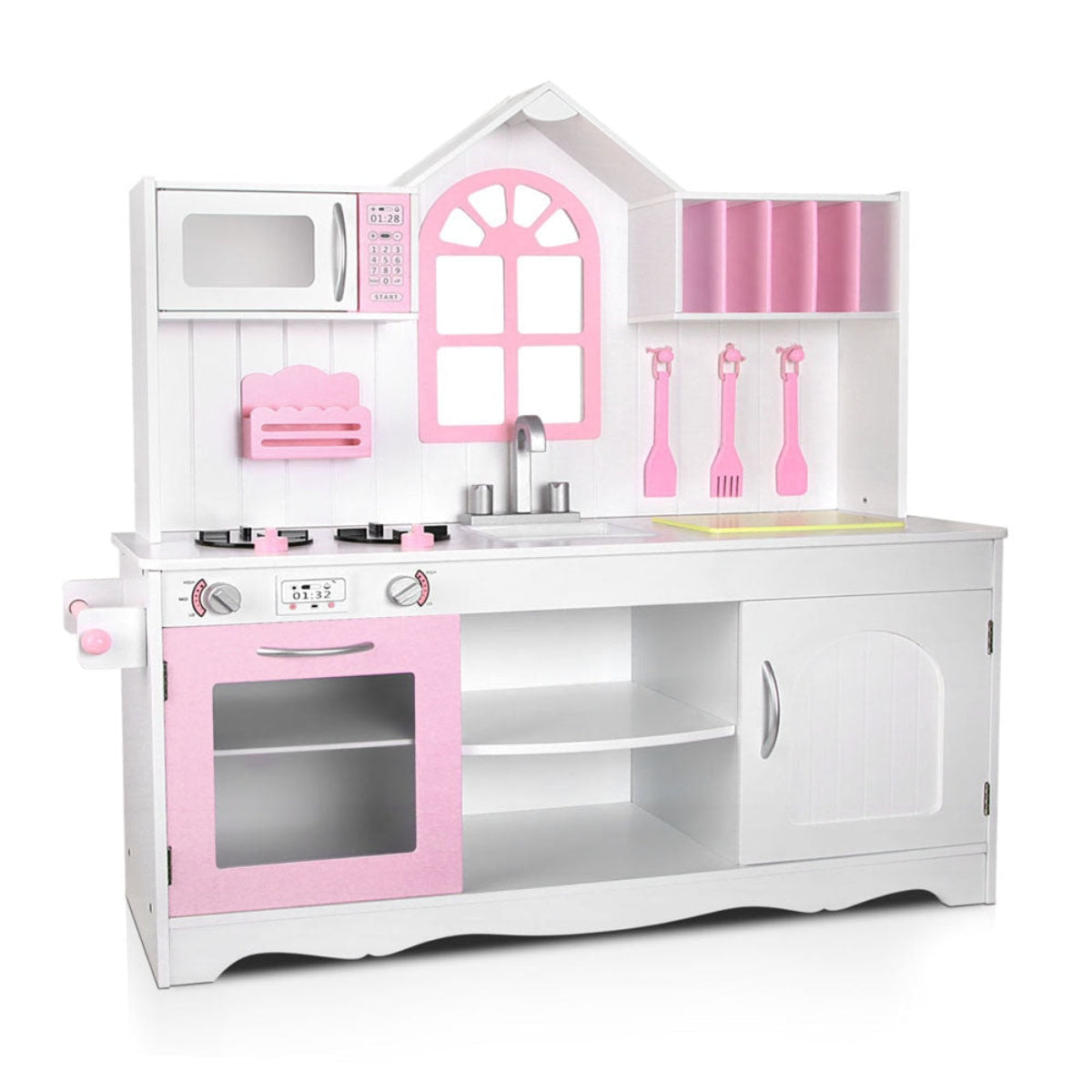 Keezi White And Pink Kids Large Kitchen