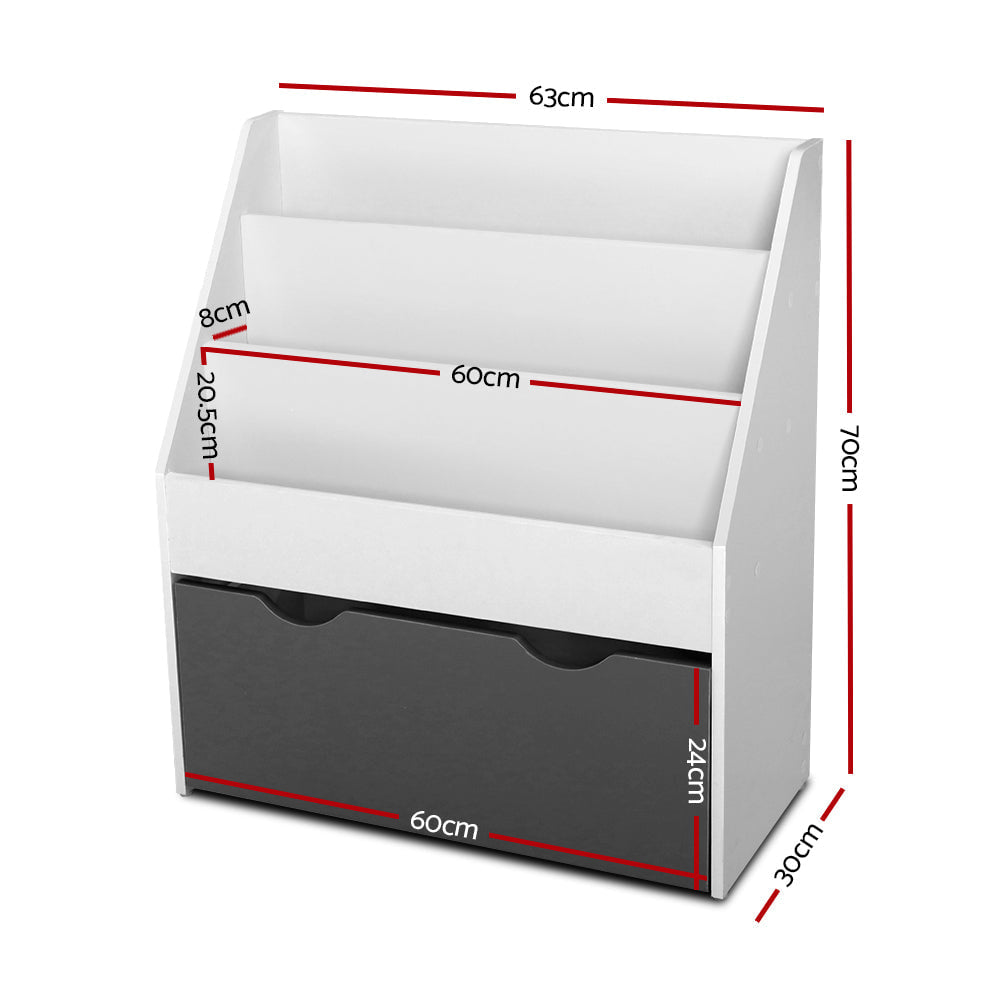 Keezi White Kids Bookshelf with Storage Box