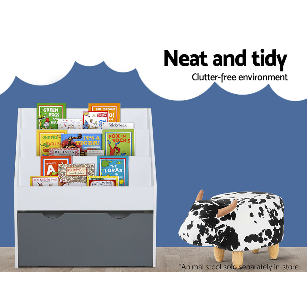 Keezi White Kids Bookshelf with Storage Box