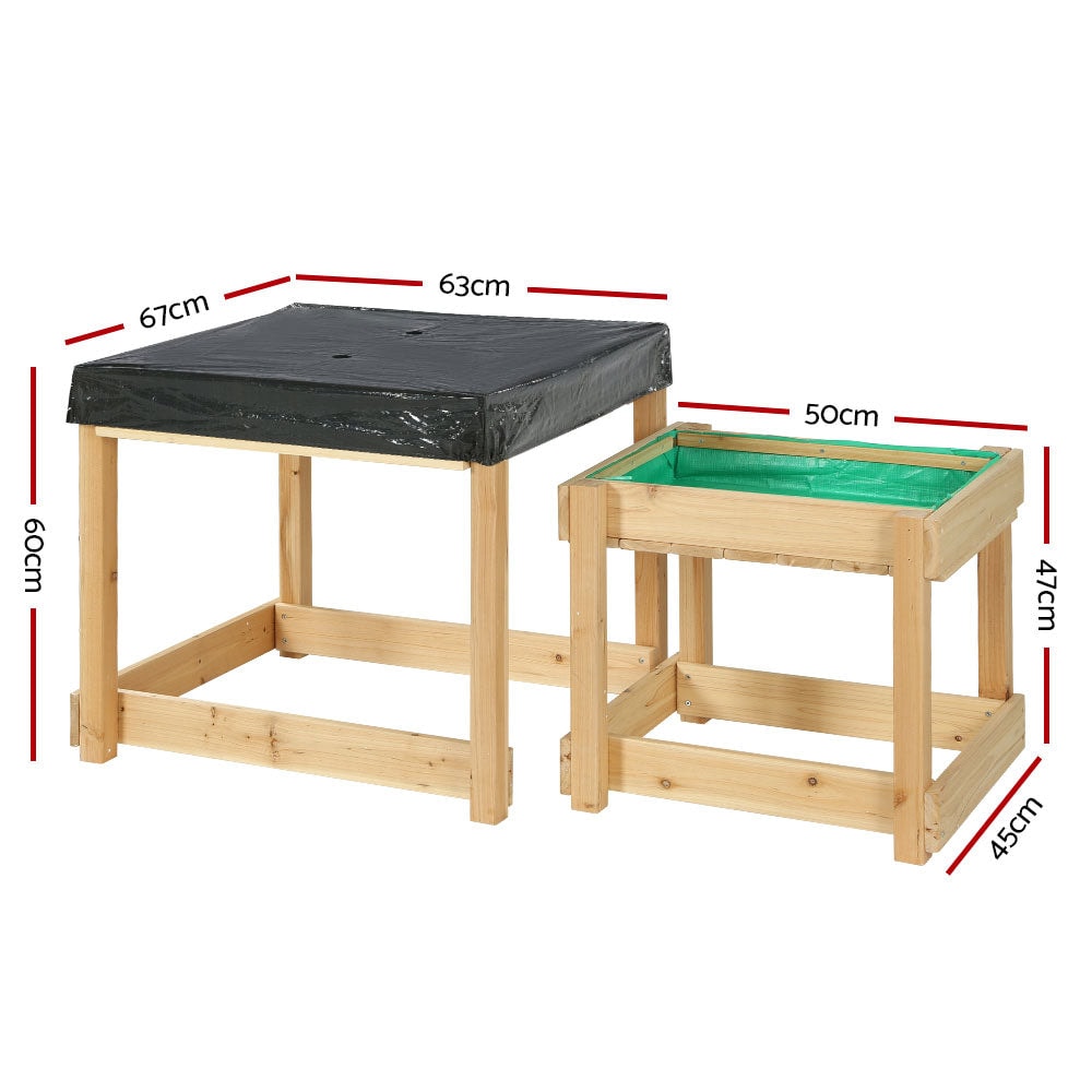 Keezi Wooden Kids Sand and Water Tables with Cover