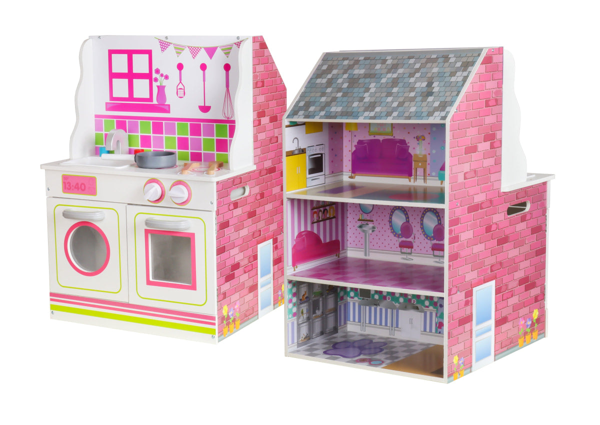 Kids Explore 2 in 1 Leilani Dollhouse & Kitchen