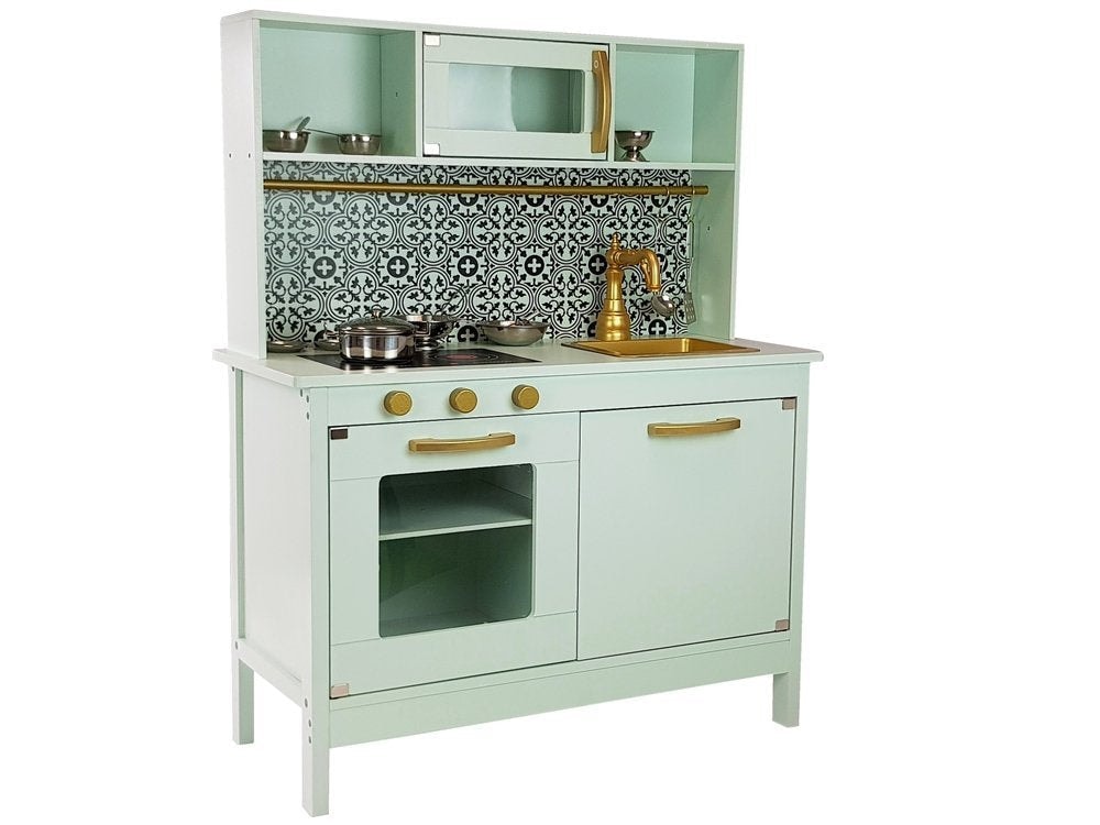 Kids Explore Interactive Modern Play Kitchen in Mint