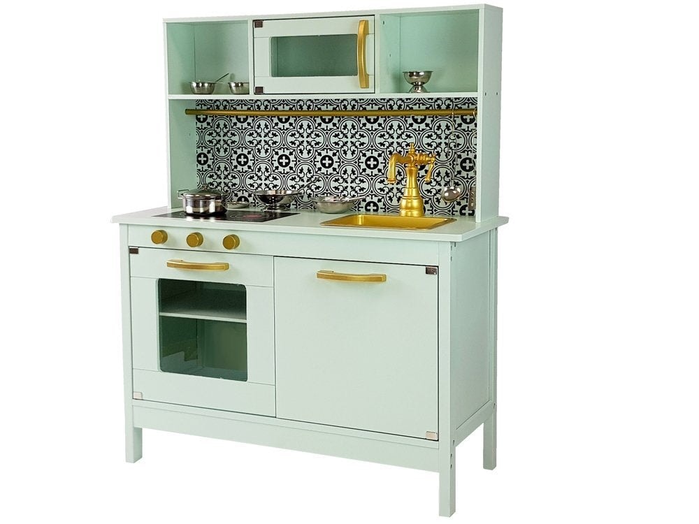 Kids Explore Interactive Modern Play Kitchen in Mint