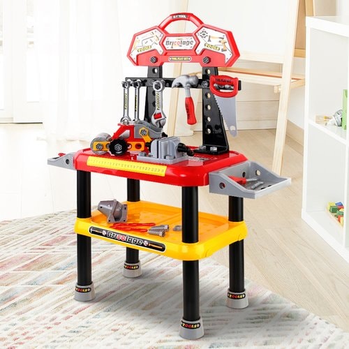 Kids Plastic Tool Rack and Workbench Playset