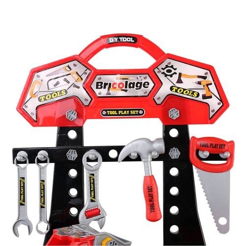 Kids Plastic Tool Rack and Workbench Playset