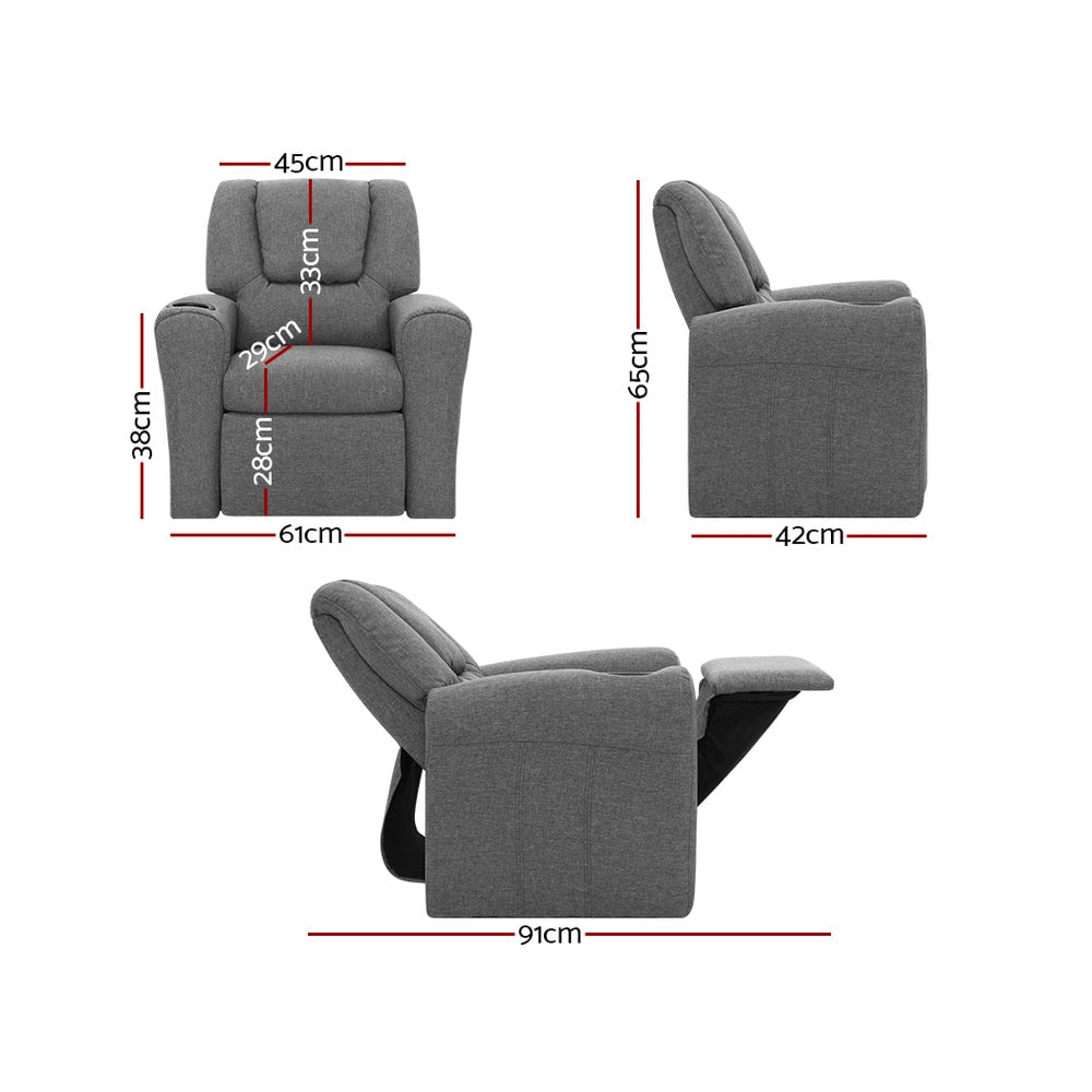 Kids Recliner Chair in Grey