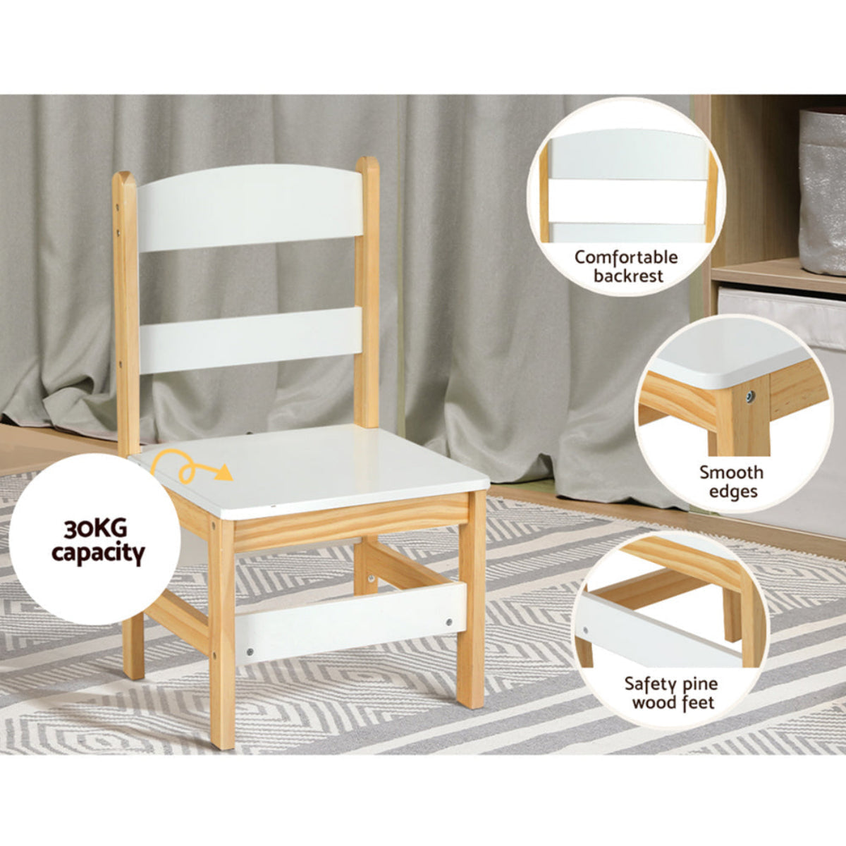 Kids White Storage Desk and Chair Set