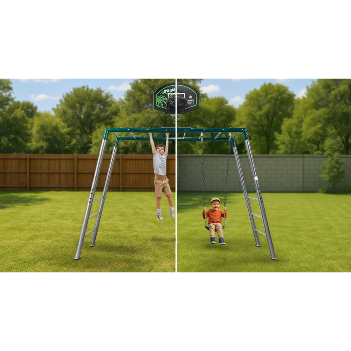 Lifespan Kids Stanley Commerical Steel Monkey Bars with Anchor Kit and Basketball Ring