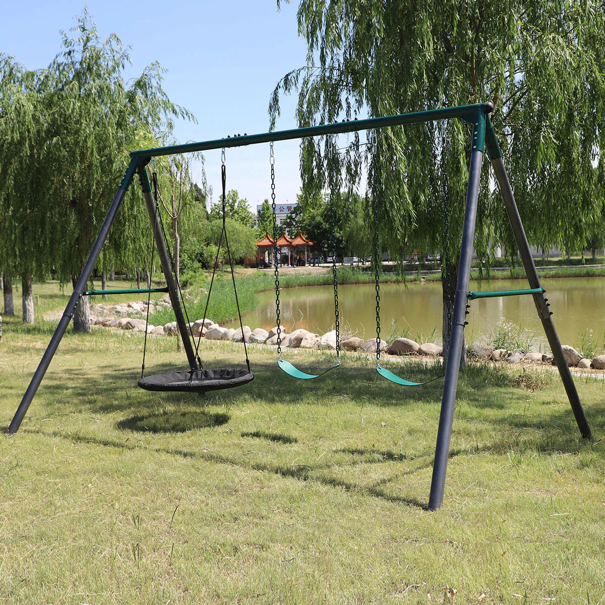 Lifespan Kids Commericial Grade Titan 3 Station Swing Set