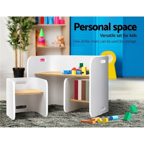 Keezi Nordic Compact Design Kids Table and Chairs in White