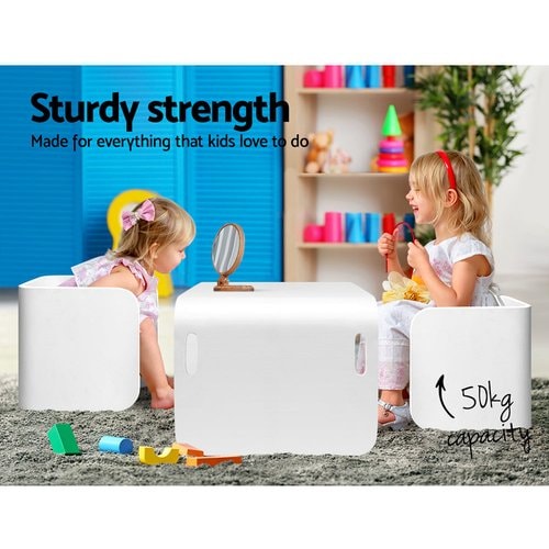 Keezi Nordic Compact Design Kids Table and Chairs in White