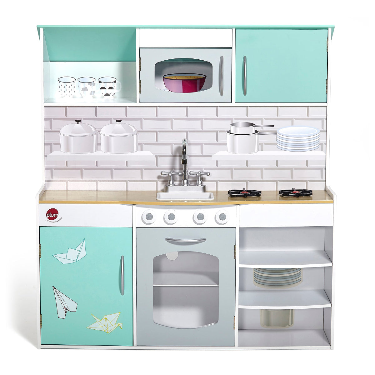 Plum Peppermint Townhouse Wooden Dolls House and Kitchen