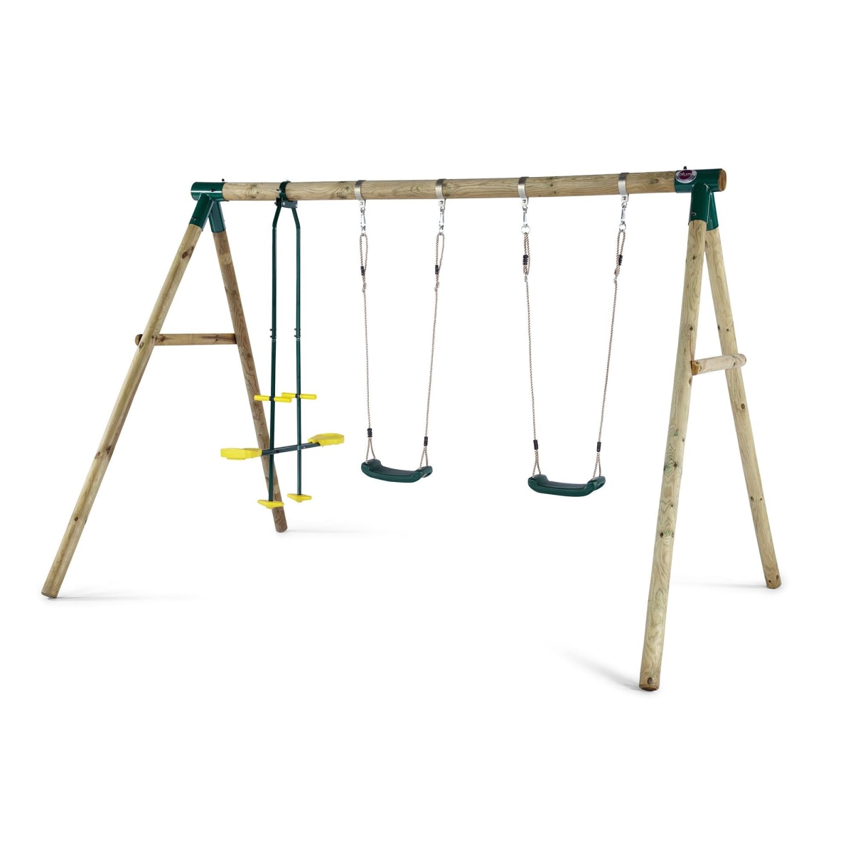 Plum Play Colobus Wooden Double Swing Set with Glider