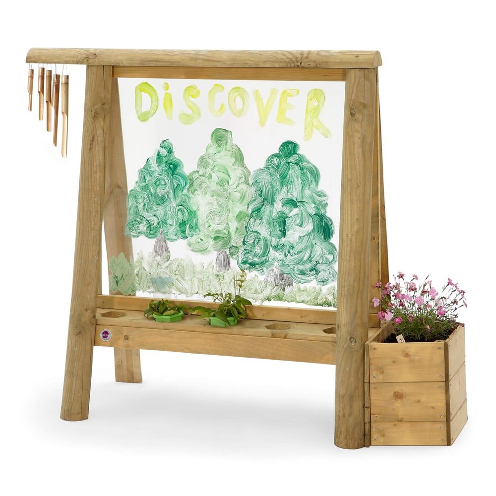 Plum Play Discovery Outdoor Paint Easel with Chimes and Planter Box