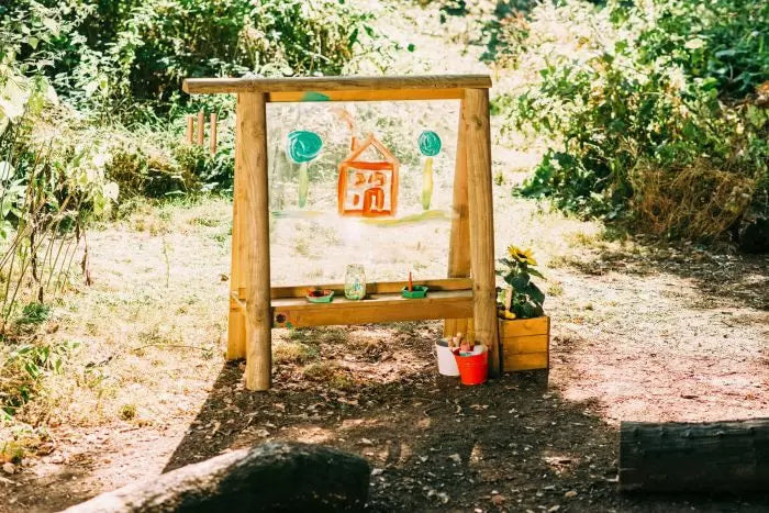 Plum Play Discovery Outdoor Paint Easel with Chimes and Planter Box
