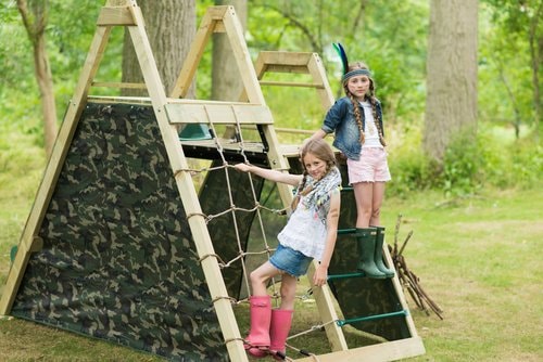 Plum Play Kids Climbing Pyramid with Slide, Rock Climbing Fort