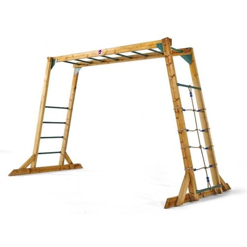 Plum Play Kids Wooden Monkey Bars with Climbing Rope Ladder