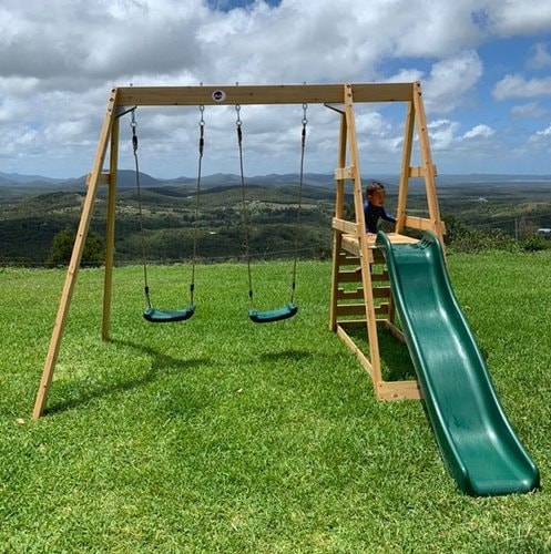 Plum Tamarin Wooden Swing Set
