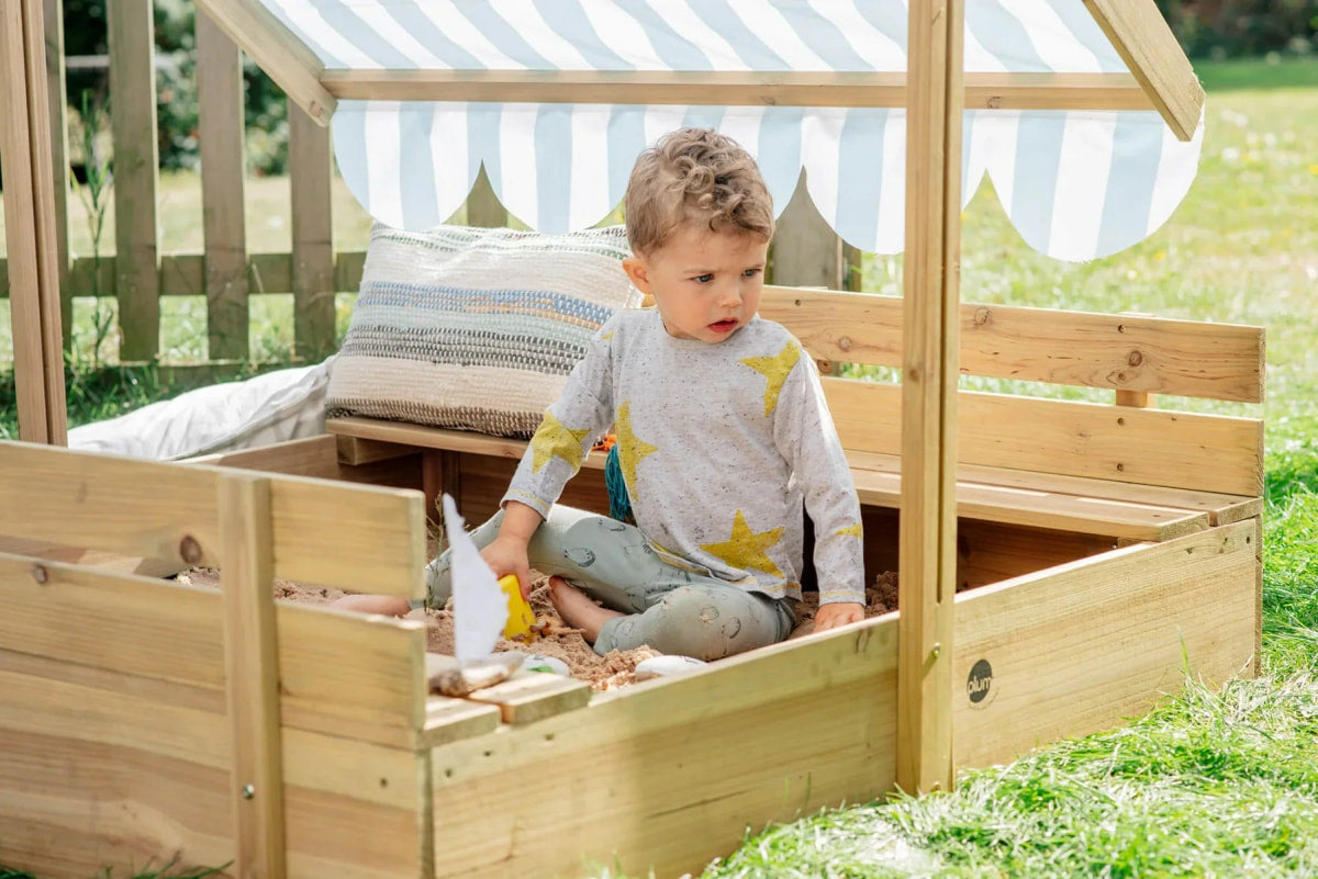 Plum Wooden Sandpit with Canopy