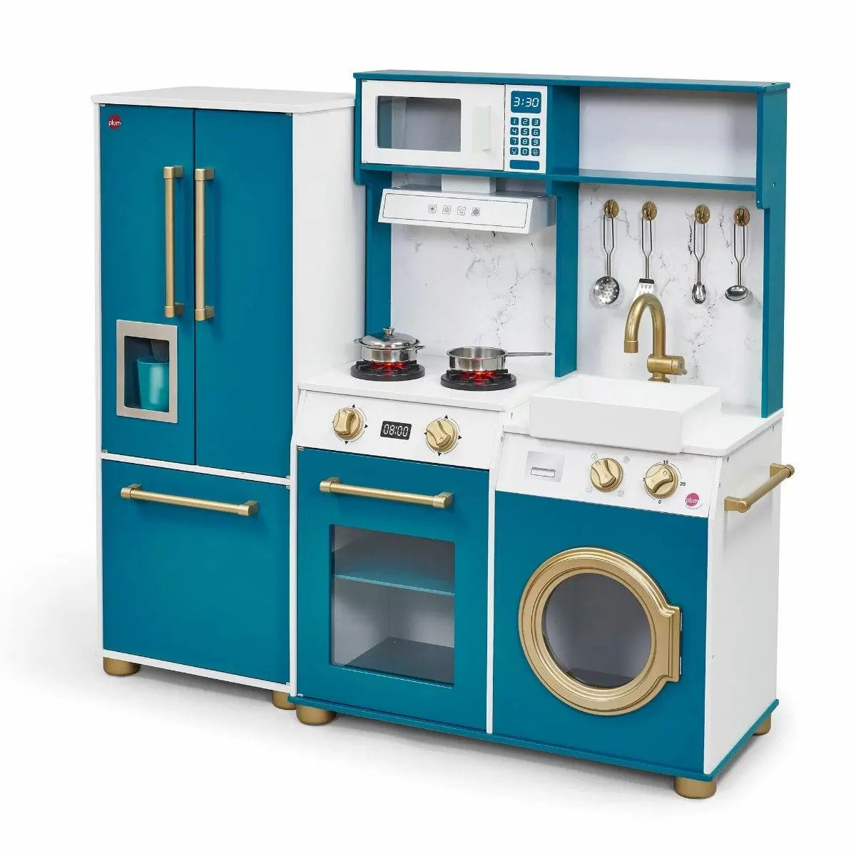 Plum Bakehouse Traditional Wooden Kitchen with Fridge Classic Play Kitchen for Kids