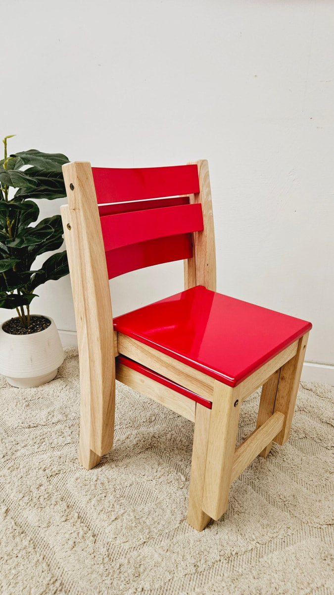 Red Top Timber Table with 2 Matching Chairs