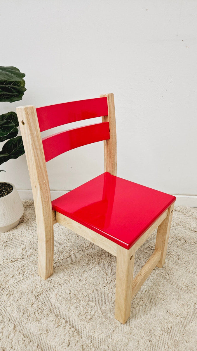 Red Top Timber Table with 2 Matching Chairs