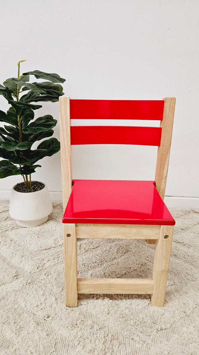 Red Top Timber Table with 2 Matching Chairs