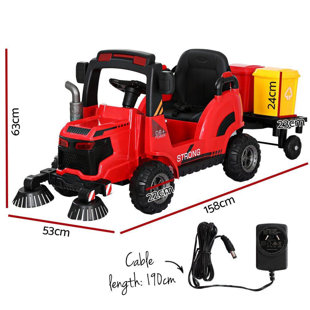 Rigo Kids Electric Sweeper Truck Ride On - Red