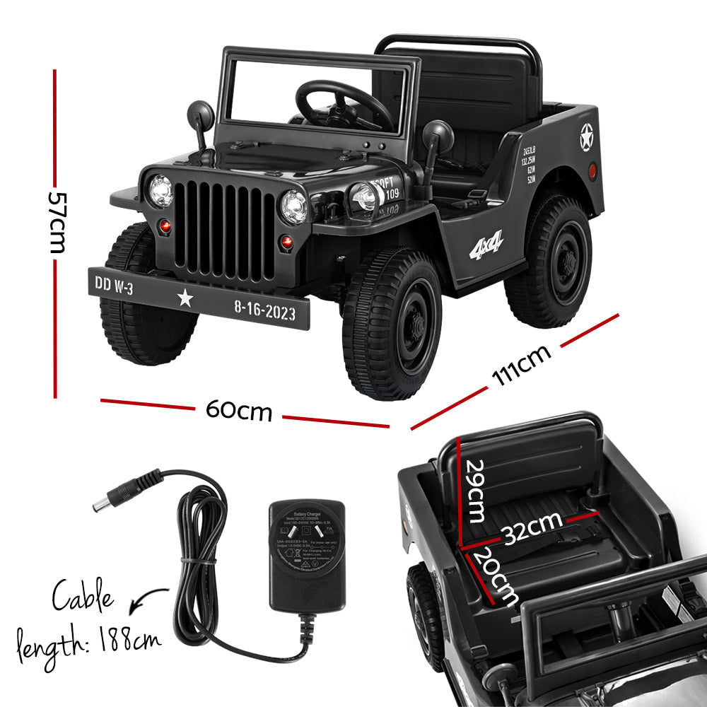 Rigo Kids Off Road Military Ride On Car - Black