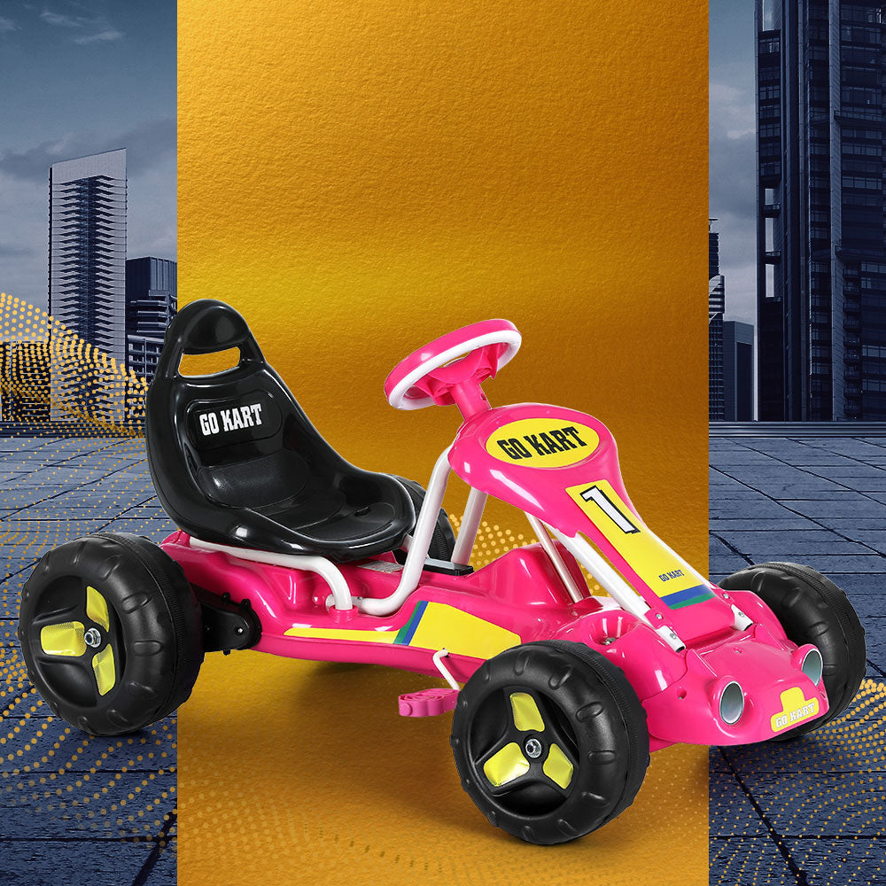 Rigo Kids Pedal Racing Go Kart in Pink
