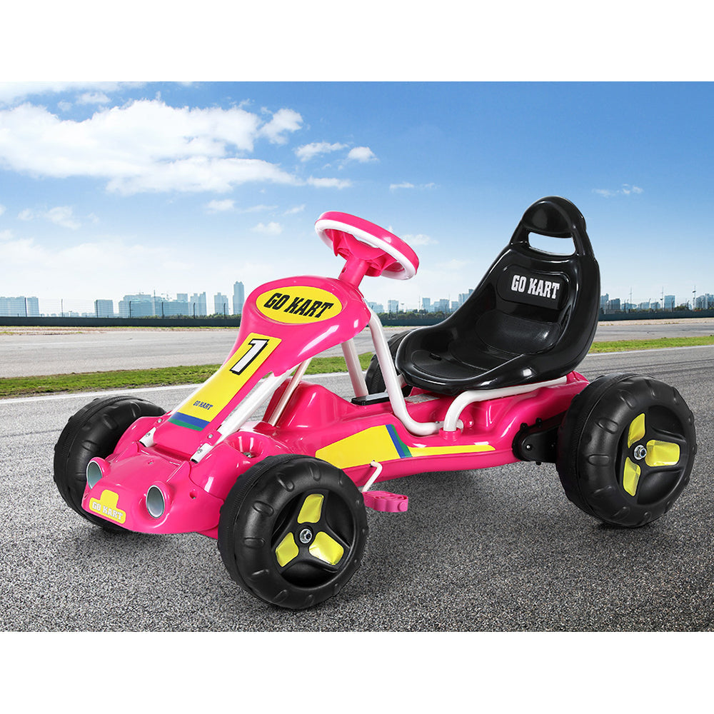 Rigo Kids Pedal Racing Go Kart in Pink