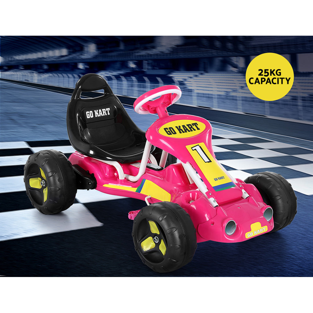Rigo Kids Pedal Racing Go Kart in Pink