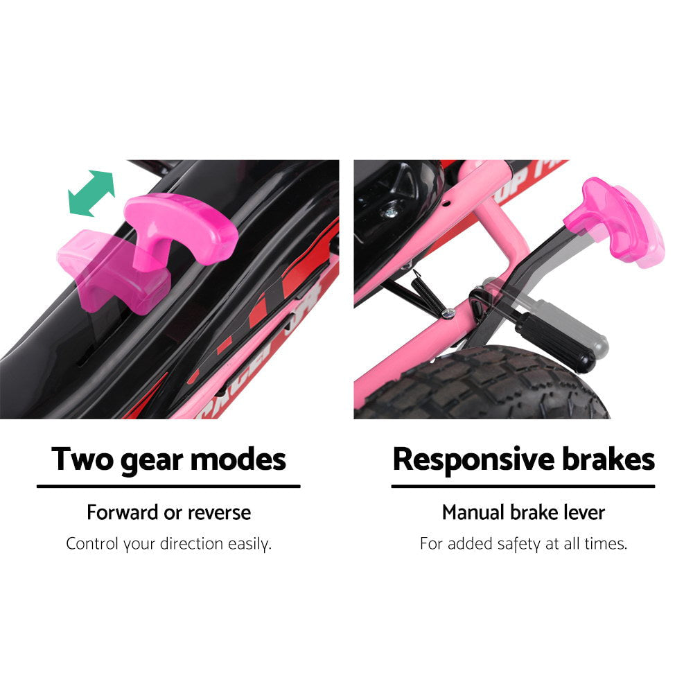 Rigo Kids Pink Race-Style Pedal Go Kart