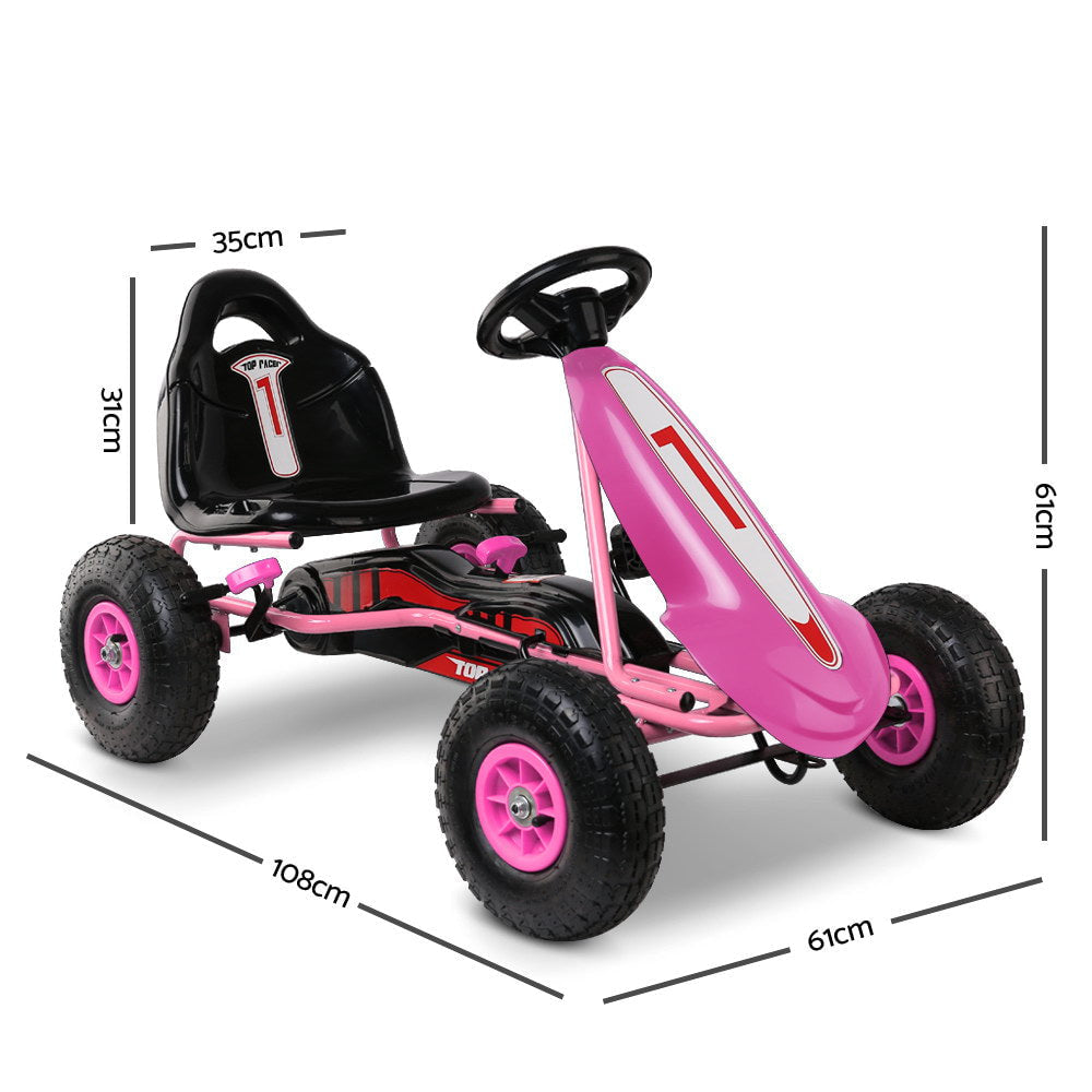 Rigo Kids Pink Race-Style Pedal Go Kart