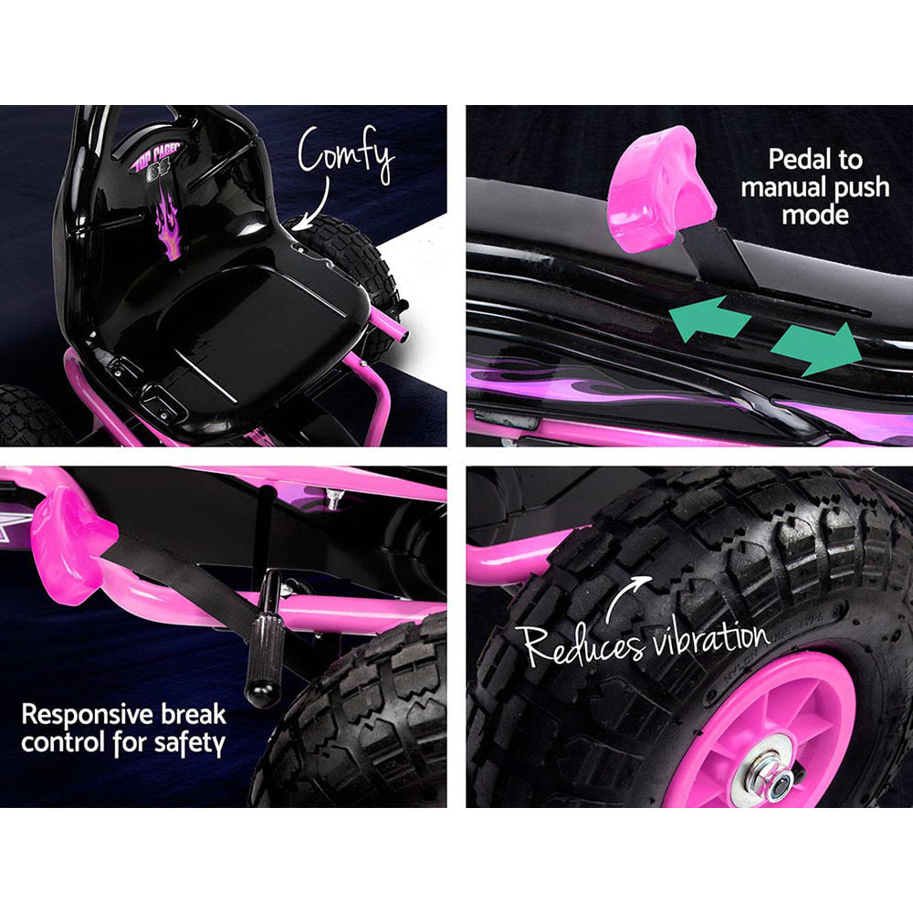 Rigo Kids Racing Pedal Go Kart in Pink