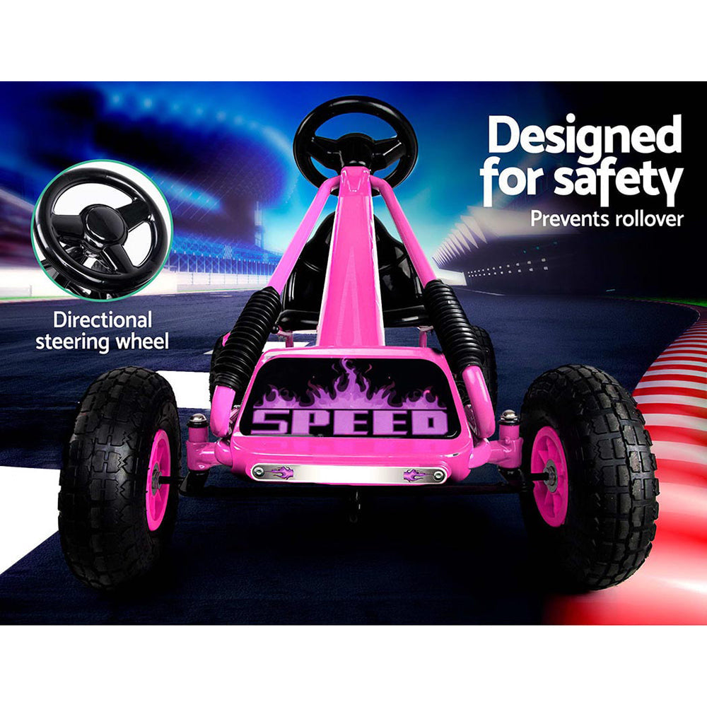 Rigo Kids Racing Pedal Go Kart in Pink