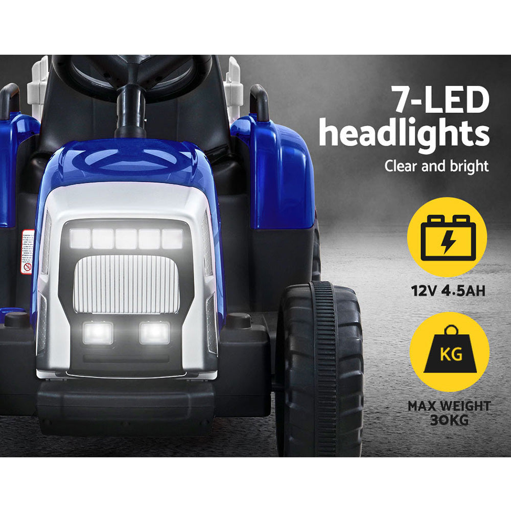 Rigo Kids Tractor Trailer Electric Ride On Car - Blue