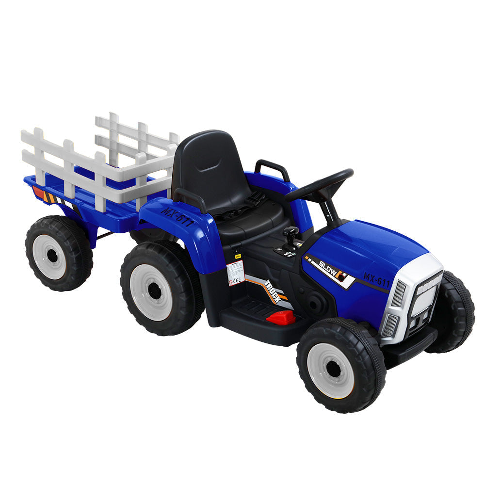 Rigo Kids Tractor Trailer Electric Ride On Car - Blue