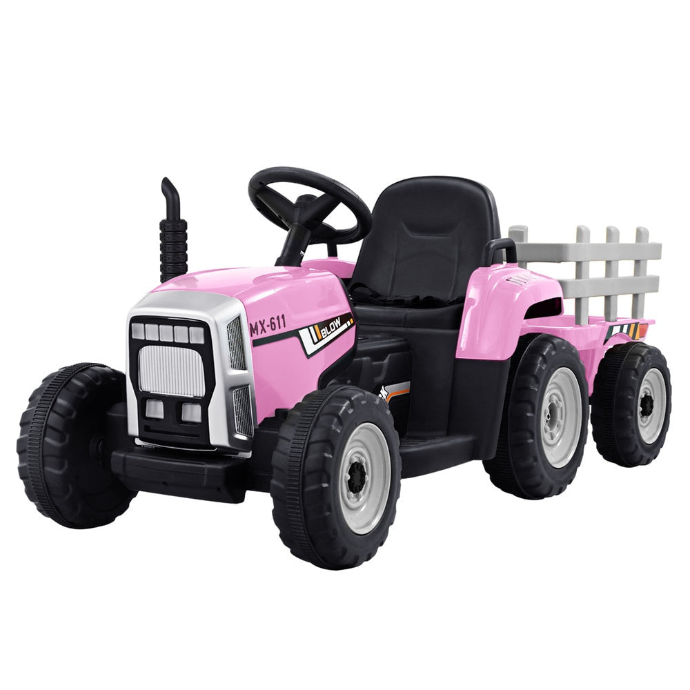 Rigo Kids Tractor Trailer Electric Ride On Car - Pink