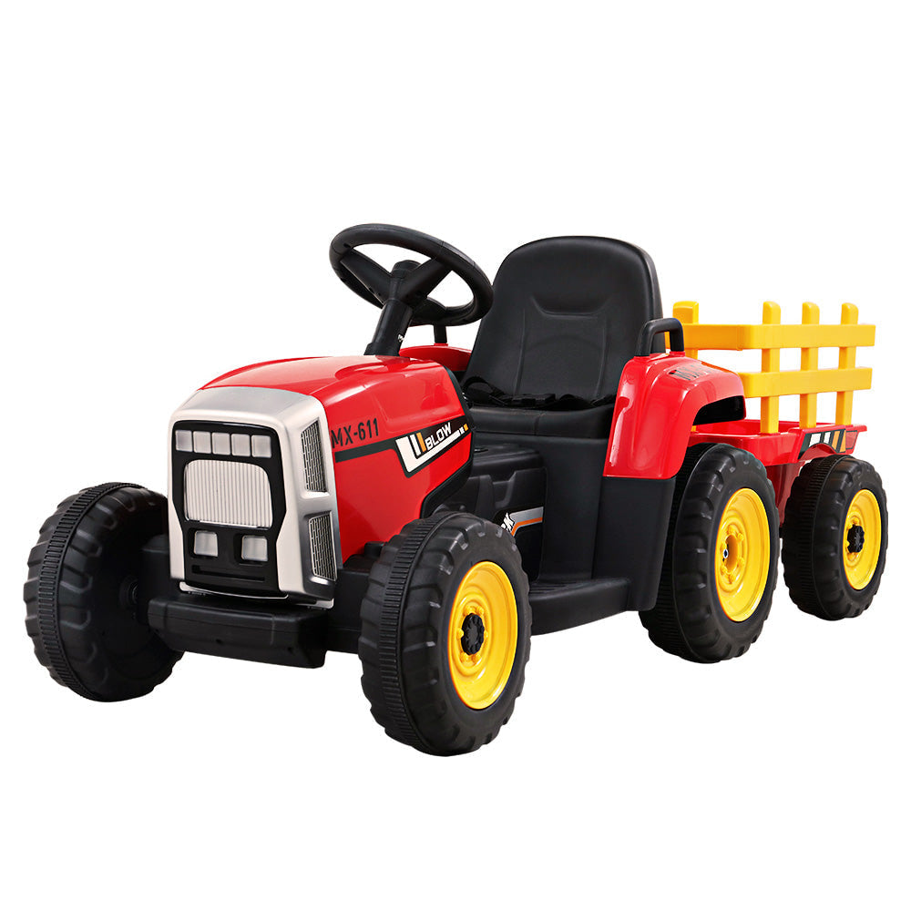Rigo Kids Tractor Trailer Electric Ride On Car - Red