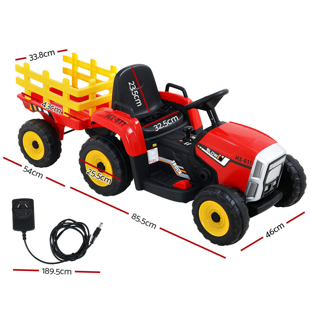 Rigo Kids Tractor Trailer Electric Ride On Car - Red
