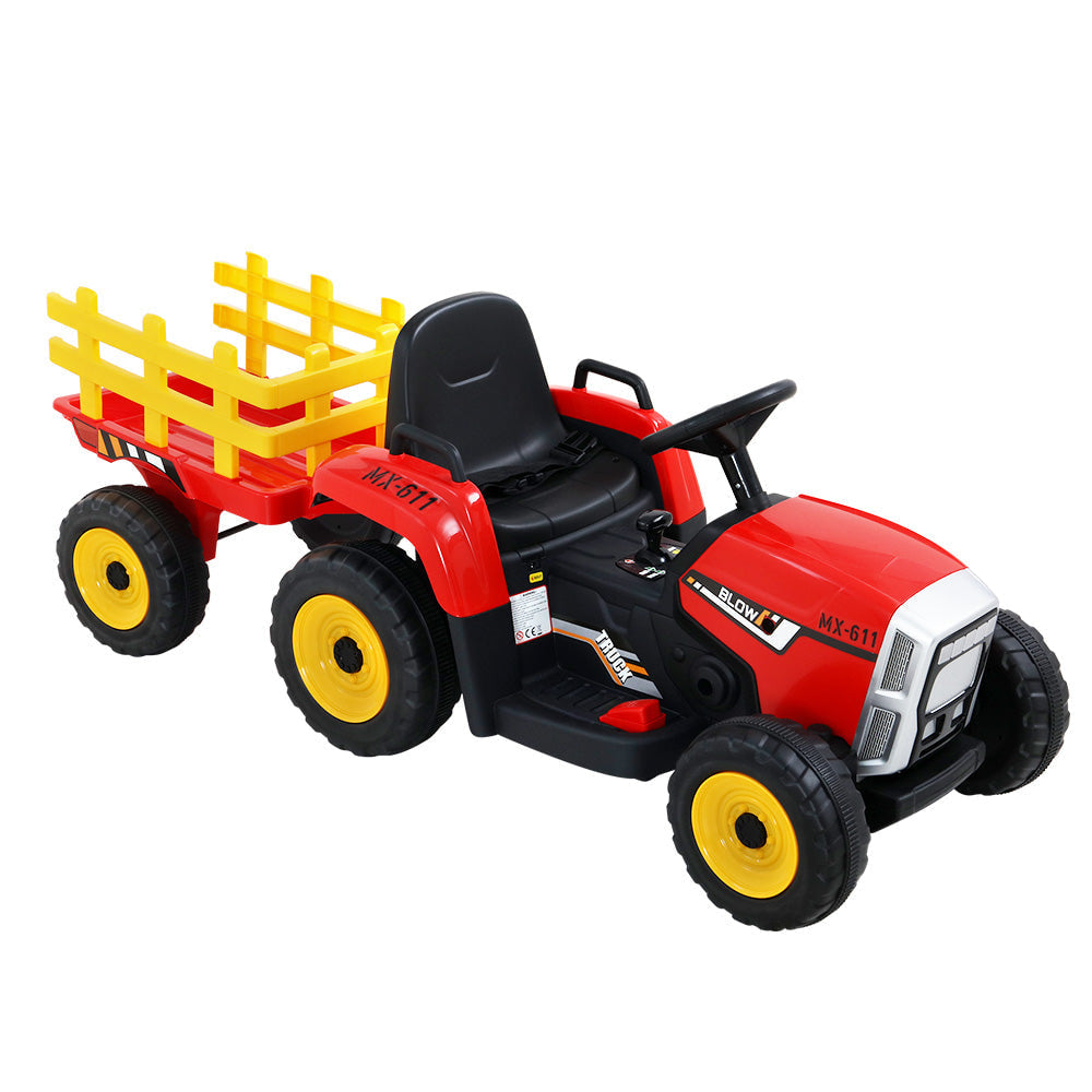 Rigo Kids Tractor Trailer Electric Ride On Car - Red
