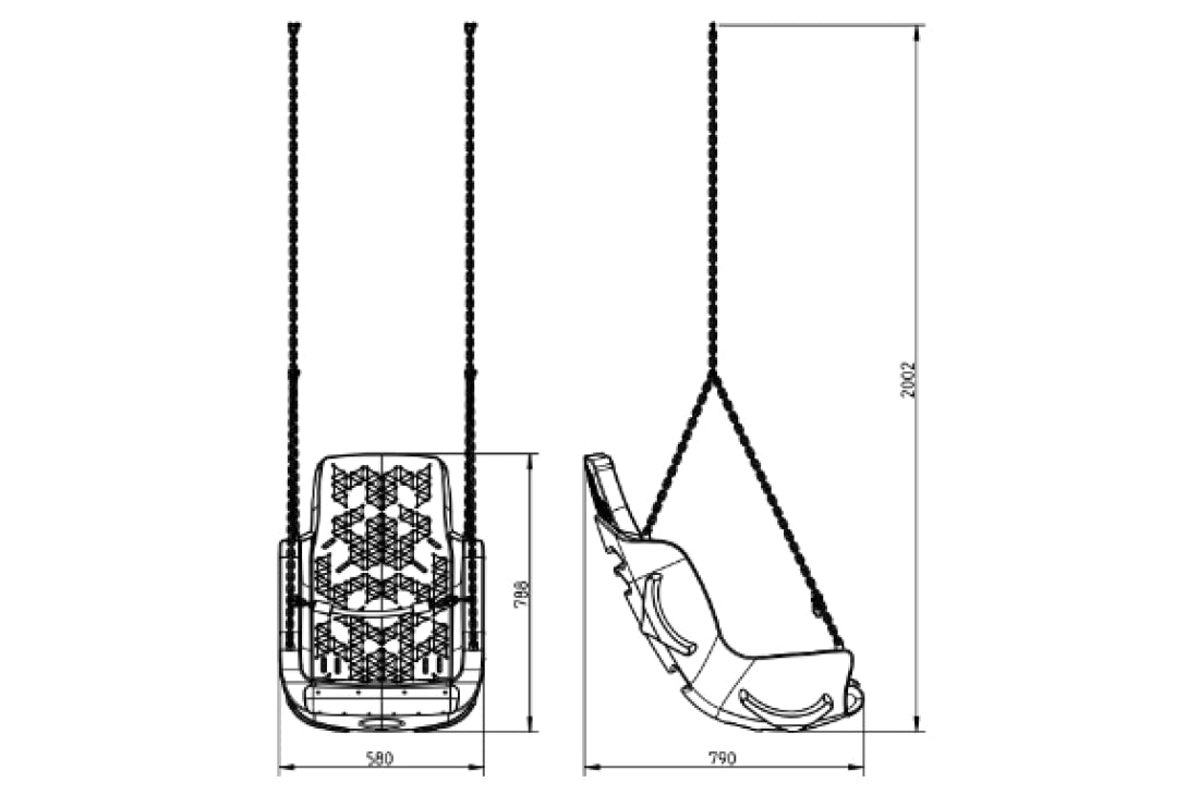Special needs swing with Ropeset & Safety Harness