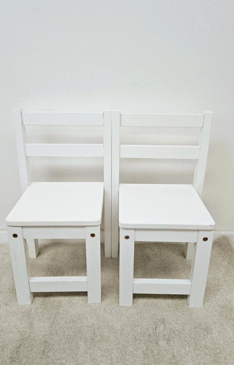Standard Timber White Kids Chairs - Pair