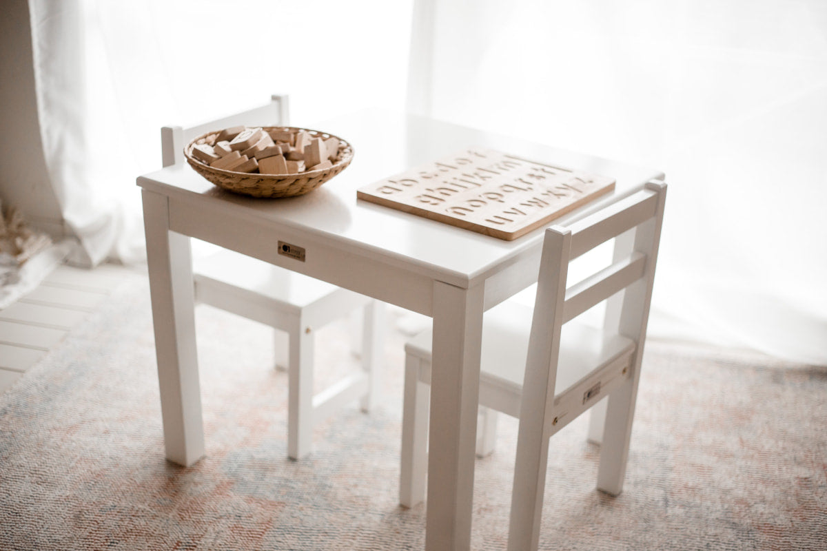 Standard White Timber Kids Table and Chairs