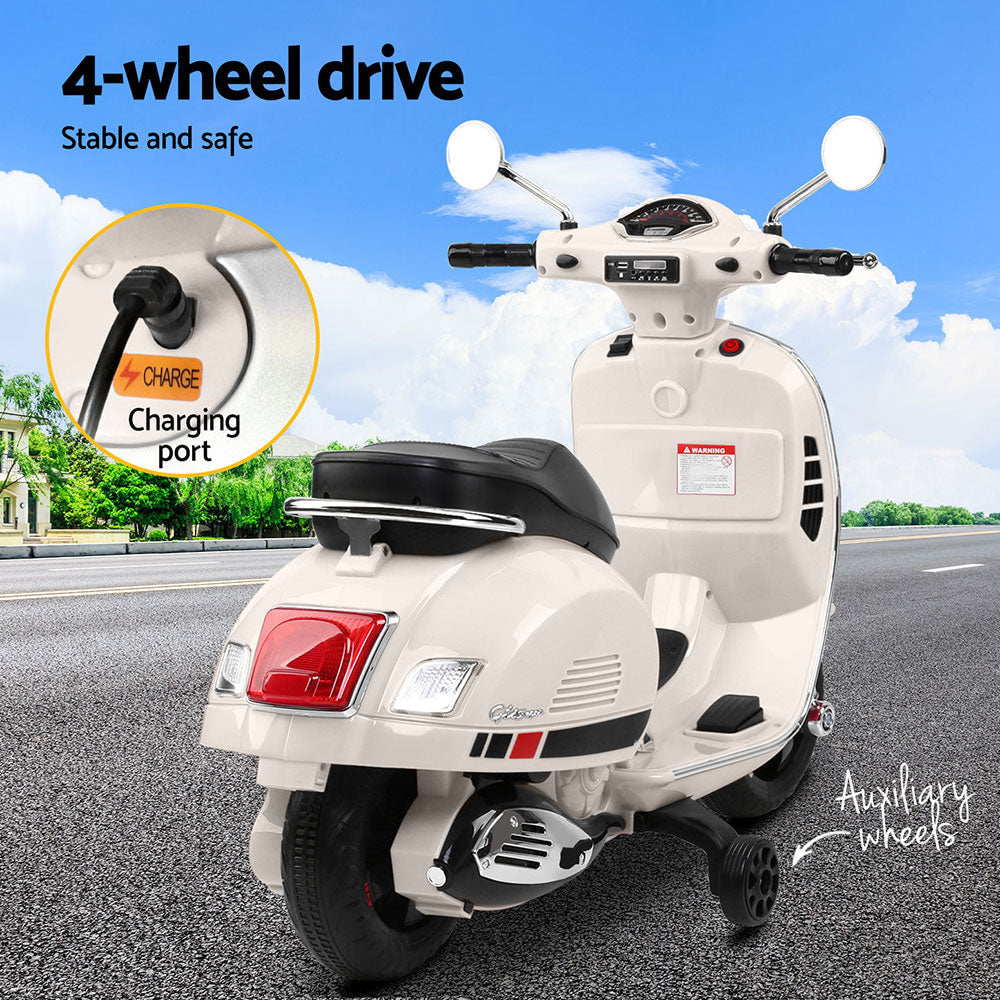 Vespa GTS Kids Electric Ride On Motorbike in White