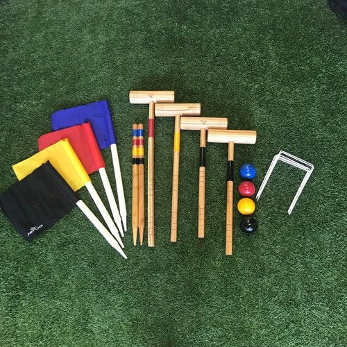 Wooden Croquet Game Set with Carry Bag