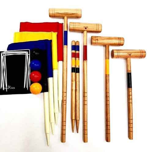 Wooden Croquet Game Set with Carry Bag